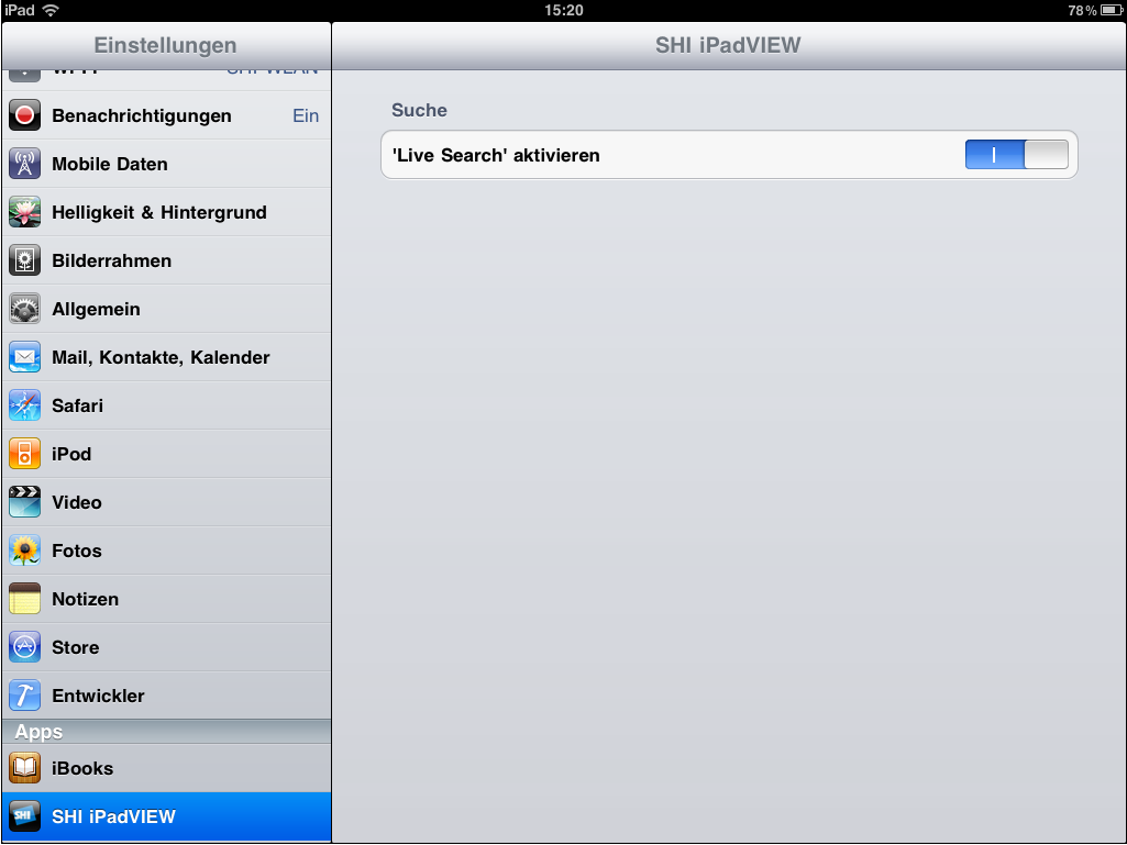 Konfiguration des Suchverhaltens Konfiguration des Suchverhaltens in der „Einstellungen“-App des iPad