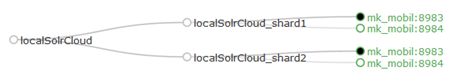 SolrCloud SolrCloud bestehend aus zwei Instanzen: localSolrCloud_shard1 und localSolrCloud_shard2
